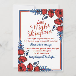 Poppy Blommigt Baby Shower Late Night Diaper Game Inbjudningar