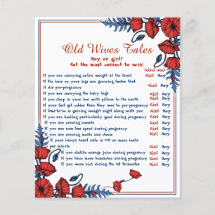 Poppy Blommigt Baby Shower Old Wives Tale Game