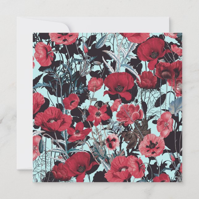 Poppy Blommönster Inbjudningar (Baksida)