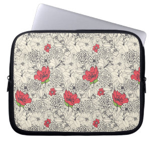 Poppy Blomsterträdgård Mönster Laptop Fodral