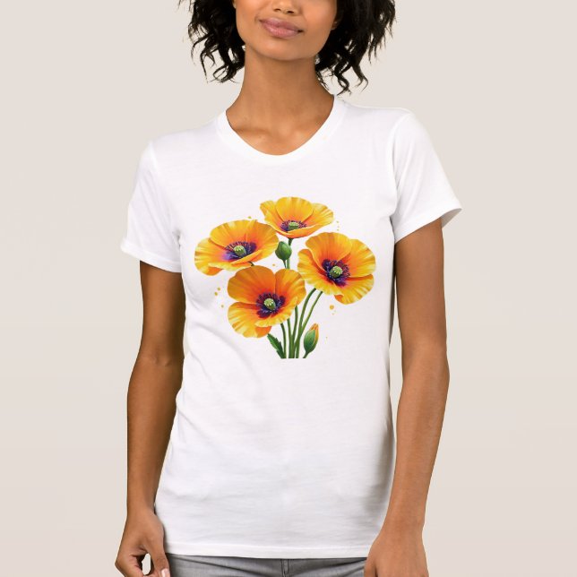Poppy blomsterträdgård wildblommor poppies mamma s t shirt (Framsida)