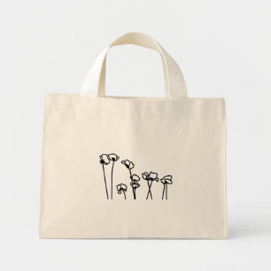 Poppy Boho Chic Minimalistic Livsmedel Tote Bag Mini Tygkasse