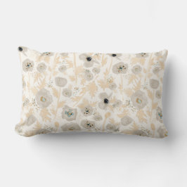 Poppy Botanical Gult Guld Grått Watercolor Blommig Lumbarkudde