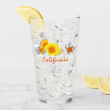Poppy Bouquet med California Text Glass Kopp