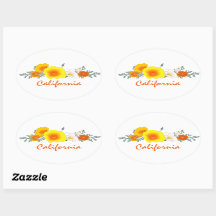 Poppy Bouquet med California Text Sticker
