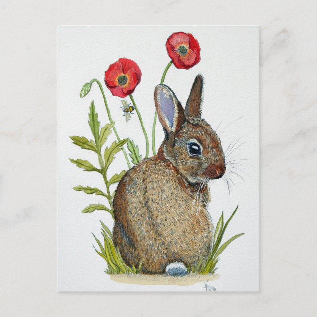 "Poppy Bunny" Vykort (Framsida)