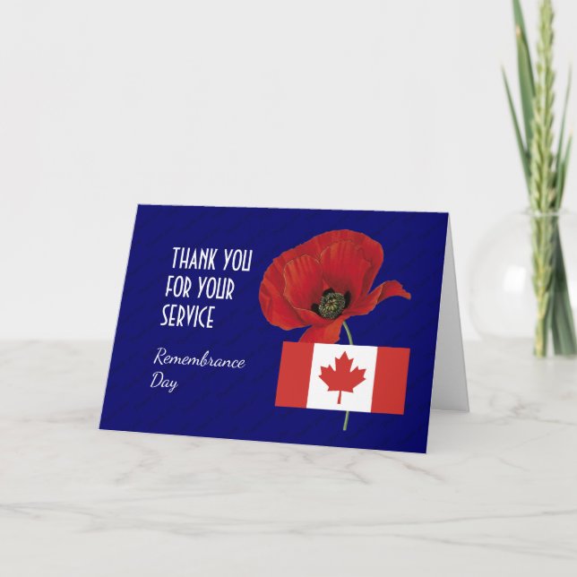 Poppy | CANADA Veterans | REMEMBRANSDAG Tack Kort (Framsida)