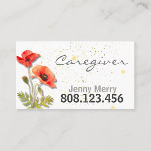Poppy Caregiver för enkel Blommigt Visitkort