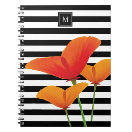 Poppy Chic Black Rand Monogram Anteckningsbok