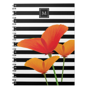 Poppy Chic Black Rand Monogram Anteckningsbok