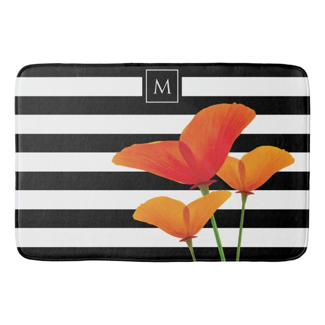 Poppy Chic Black Rand Monogram Badrumsmatta (Framsidan)
