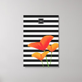Poppy Chic Black Rand Monogram Canvastryck
