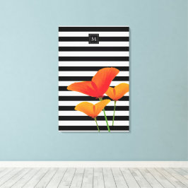 Poppy Chic Black Rand Monogram Canvastryck
