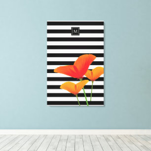Poppy Chic Black Rand Monogram Canvastryck