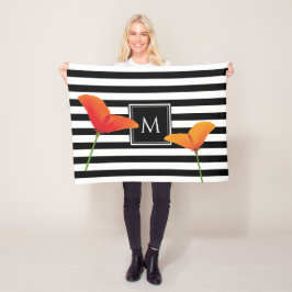 Poppy Chic Black Rand Monogram Fleecefilt