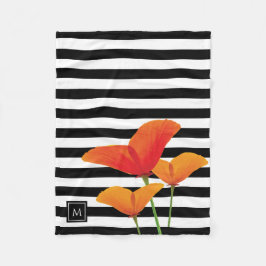 Poppy Chic Black Rand Monogram Fleecefilt