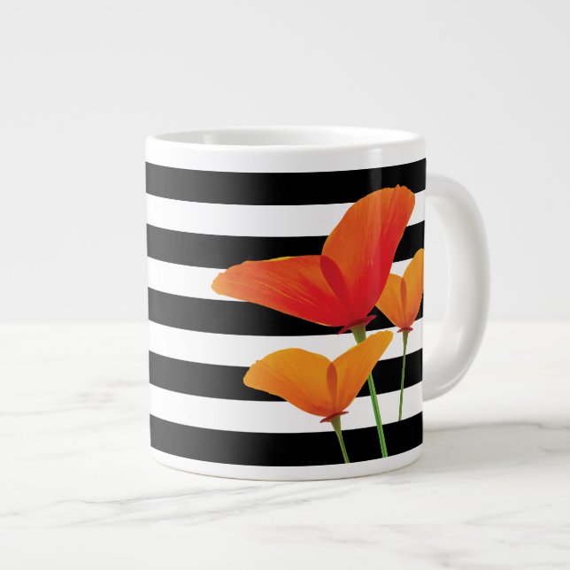 Poppy Chic Black Rand Monogram Jumbo Mugg (Framsida höger)