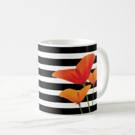 Poppy Chic Black Rand Monogram Kaffemugg