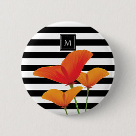 Poppy Chic Black Rand Monogram Knapp