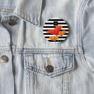 Poppy Chic Black Rand Monogram Knapp