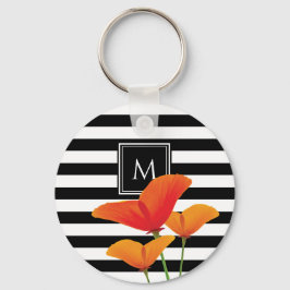 Poppy Chic Black Rand Monogram Nyckelring