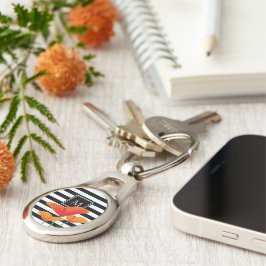 Poppy Chic Black Rand Monogram Ovalt Silverfärgad Nyckelring