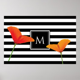 Poppy Chic Black Rand Monogram Poster