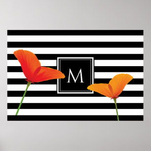 Poppy Chic Black Rand Monogram Poster