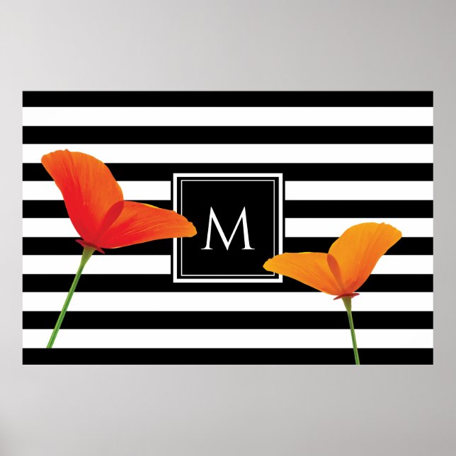 Poppy Chic Black Rand Monogram Poster (Framsidan)