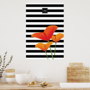 Poppy Chic Black Rand Monogram Poster