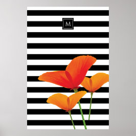 Poppy Chic Black Rand Monogram Poster
