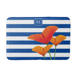 Poppy Chic Blue Rand Monogram Badrumsmatta