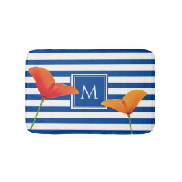 Poppy Chic Blue Rand Monogram Badrumsmatta