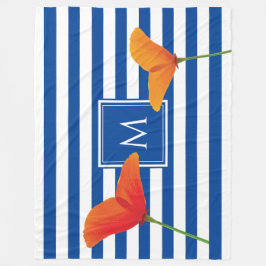 Poppy Chic Blue Rand Monogram Fleecefilt