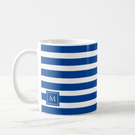Poppy Chic Blue Rand Monogram Kaffemugg