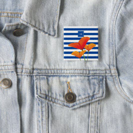 Poppy Chic Blue Rand Monogram Knapp