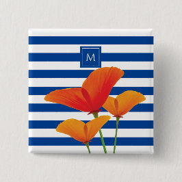 Poppy Chic Blue Rand Monogram Knapp