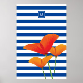Poppy Chic Blue Rand Monogram Poster