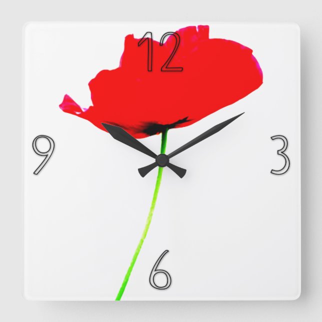 POPPY Collection 02 Wall Clock Fyrkantig Klocka (Framsida)
