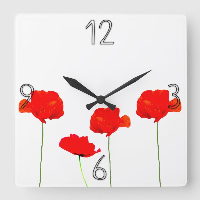 POPPY Collection 04 Wall Clock Fyrkantig Klocka (Framsida)