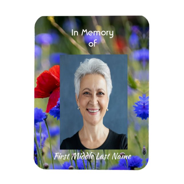 Poppy Cornflower Meadow Memorial Pocket Keepsake Magnet (Vertikal)