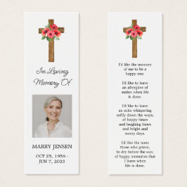 Poppy Cross Photo Funeral Bookmark Litet Visitkort