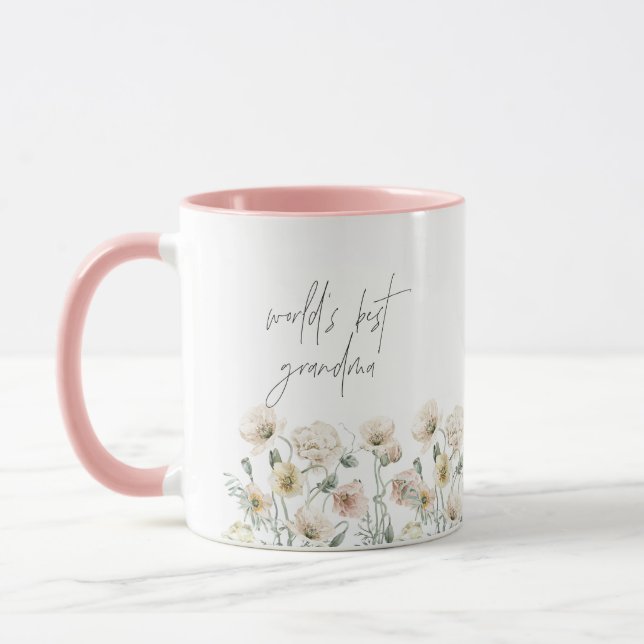 POPPY Cute Pastel WildblomWorld's Best Grandma Mugg (Vänster)