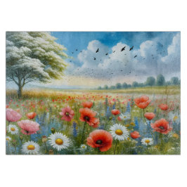 Poppy Daisy Meadow Cutting Board