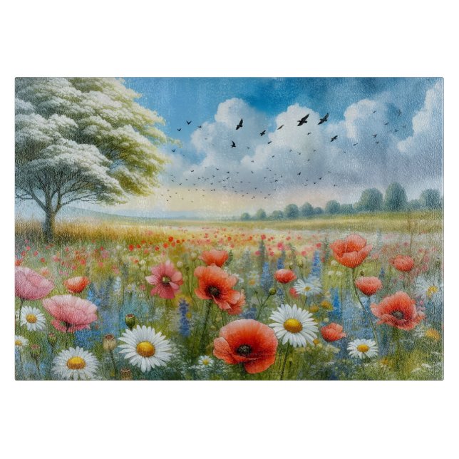 Poppy Daisy Meadow Cutting Board (Framsidan)