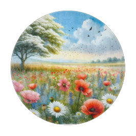 Poppy Daisy Meadow Cutting Board