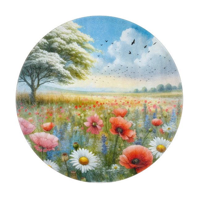 Poppy Daisy Meadow Cutting Board (Framsidan)