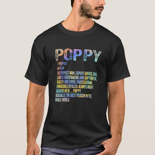 Poppy Definition Grandfather Grandpa Fars dag T Shirt (Framsida)