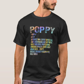 Poppy Definition Grandfather Grandpa Fars dag T Shirt