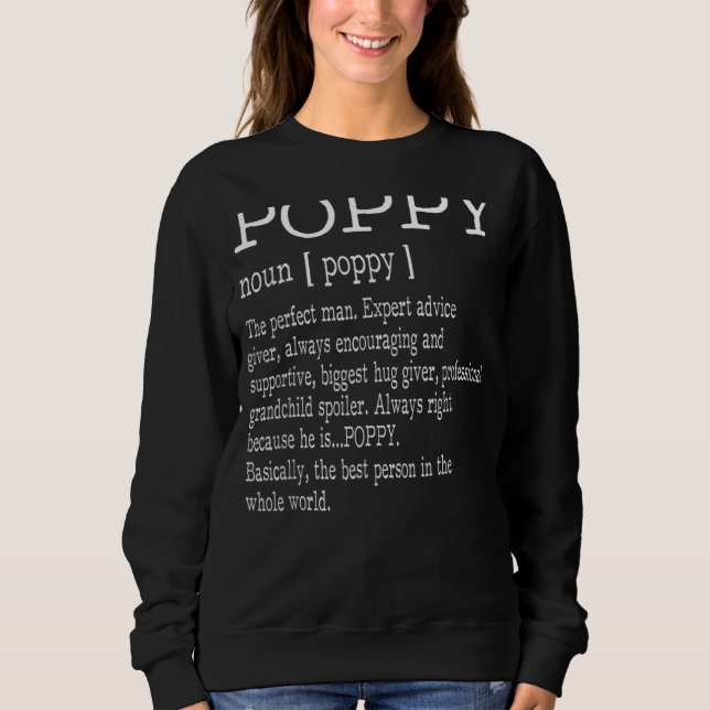 Poppy Definition Grandpa Fars dag T Shirt (Framsida)